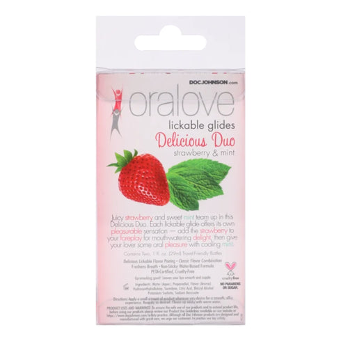Doc Johnson Oralove Delicious Duo comestible Fresa y Menta