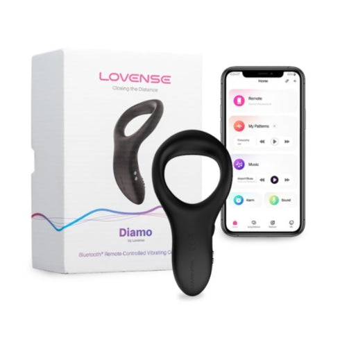 Anillo vibrador en forma de C Lovense Diamo, controlado mediante aplicación, negro