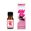 A small, brown dropper bottle of Spanish Fly Hot Fly 0.34 fl. oz./10 ml stands next to its retail box. Both the bottle label and the box feature a bright pink and white design with bold, script text.