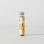 Front view of the smallest 1 fl. oz. (30ml) bottle of System JO H2O Juicy Pineapple lubricant. The slim clear container features a yellow pineapple-patterned label and stands centered against a light grey background.