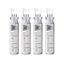 Four transparent glass spray bottles of Überlube lubricant, each with "überlube" and a stylized eye logo printed vertically, stand in a row. These travel-friendly WorldCondoms offerings provide discreet, on-the-go intimacy.