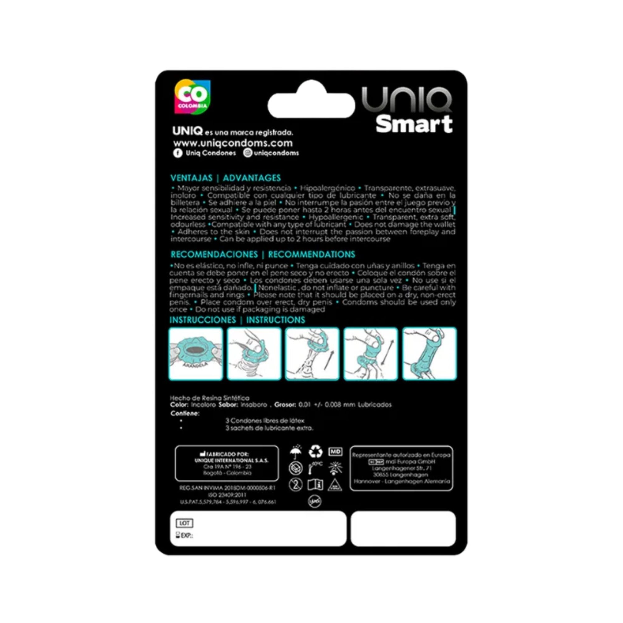 Preservativos Uniq Smart Paquete de 3 Imagen secundaria del producto