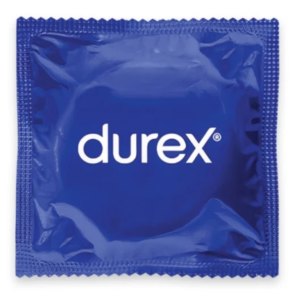 An image of an individually wrapped Durex Basic condom in a white background. Imagen principal del producto