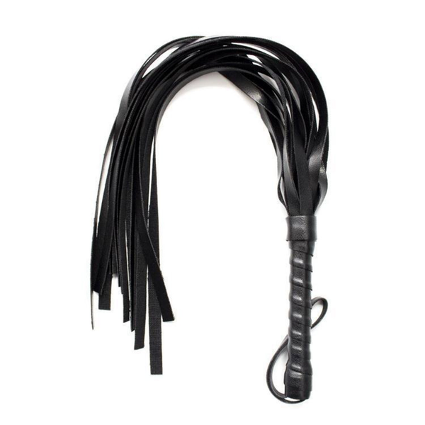 Black faux leather multi-strand flogger/whip.