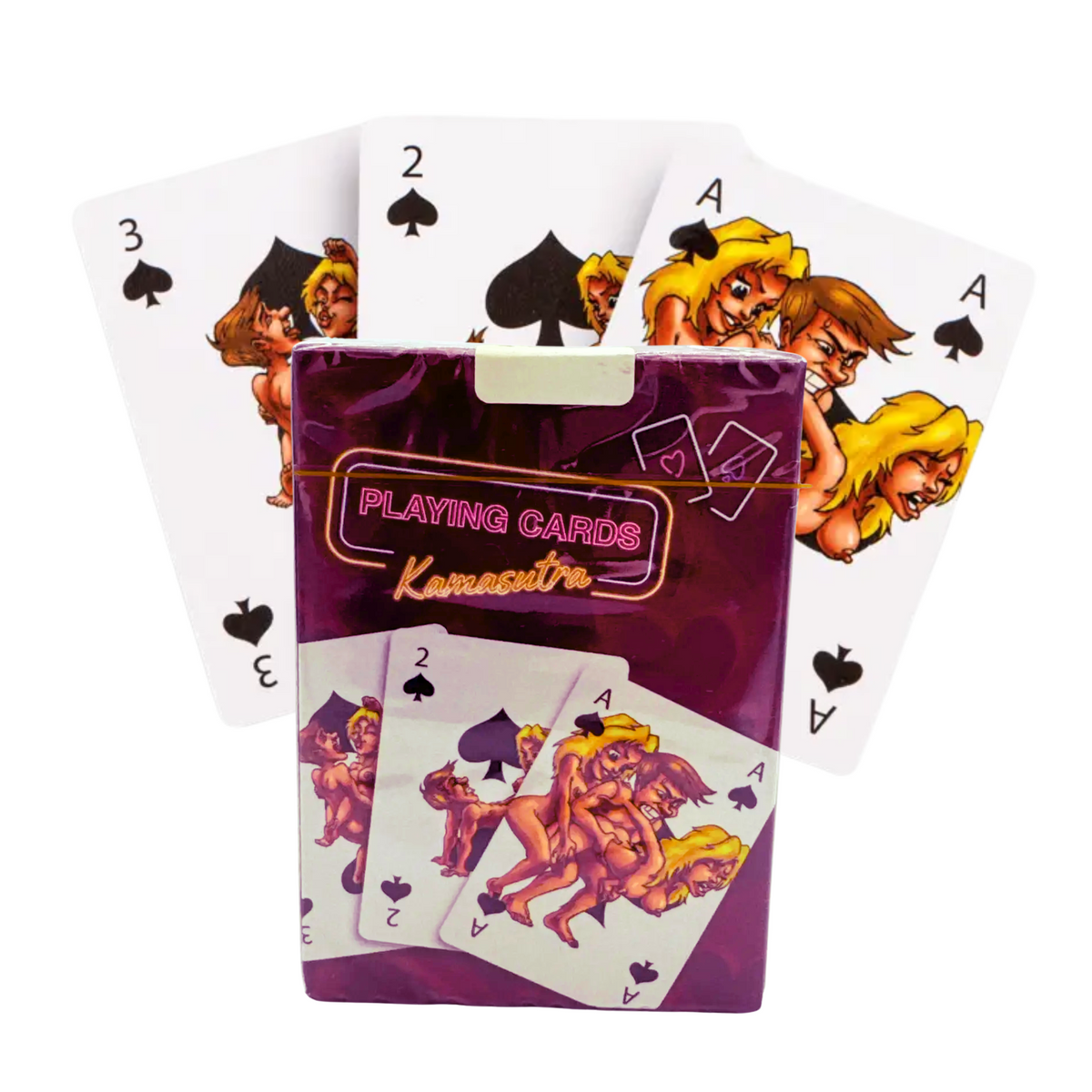Playing cards with colorful Kamasutra designs on a white background Imagen principal del producto