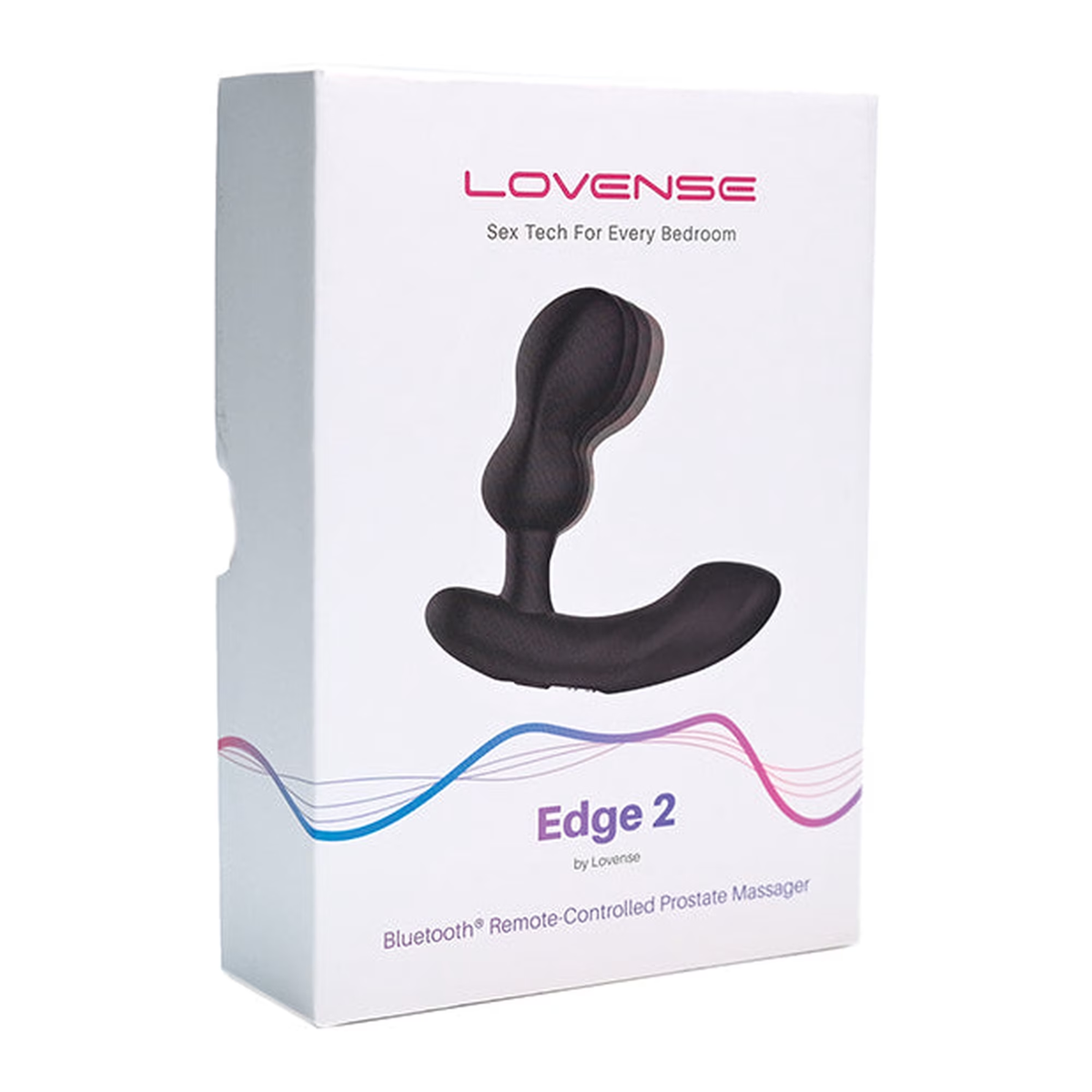 Retail box packaging view for the Lovense Edge 2 Bluetooth Remote-Controlled Prostate Massager. Imagen principal del producto