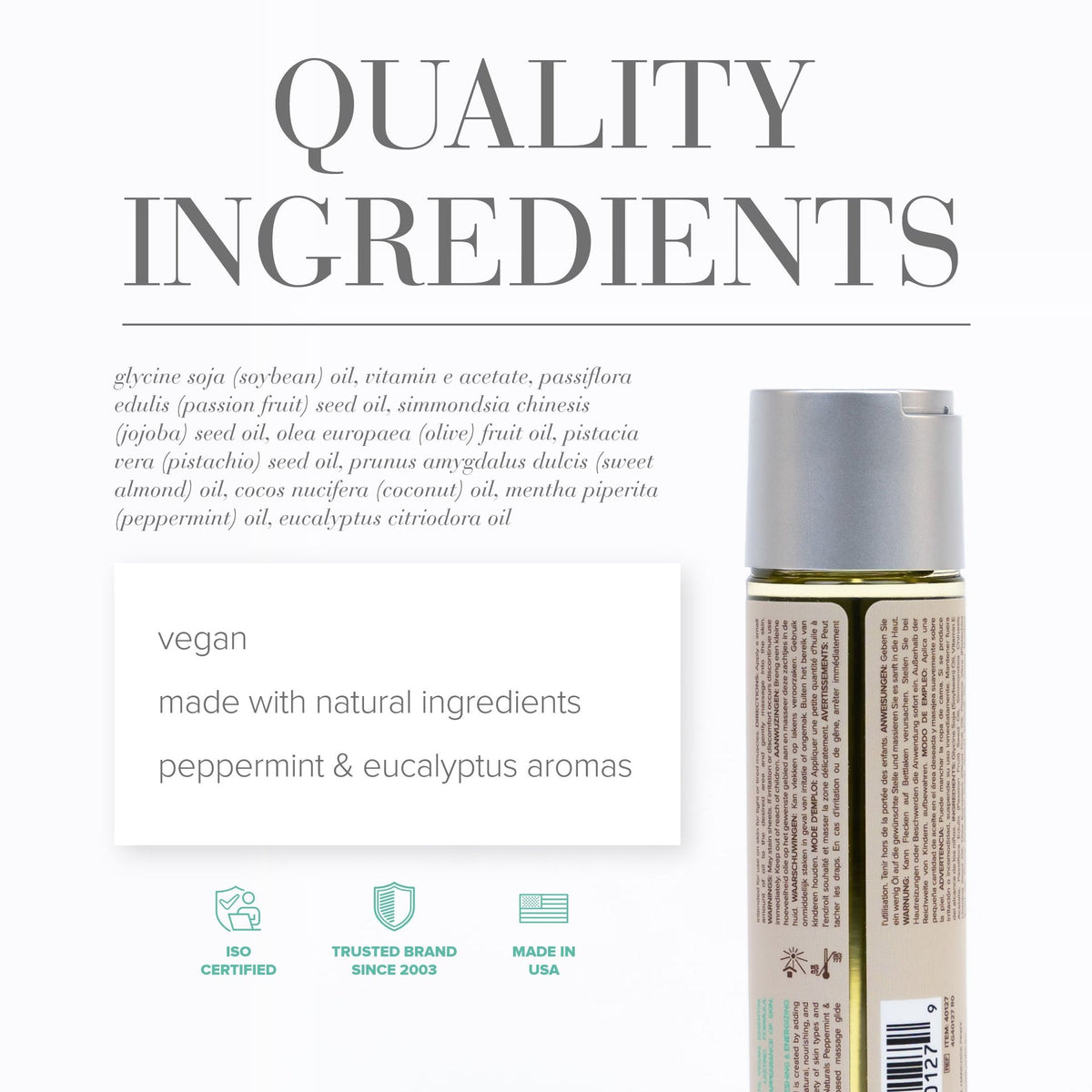 JO Naturals Massage Oil Peppermint & Eucalyptus 4 fl.oz