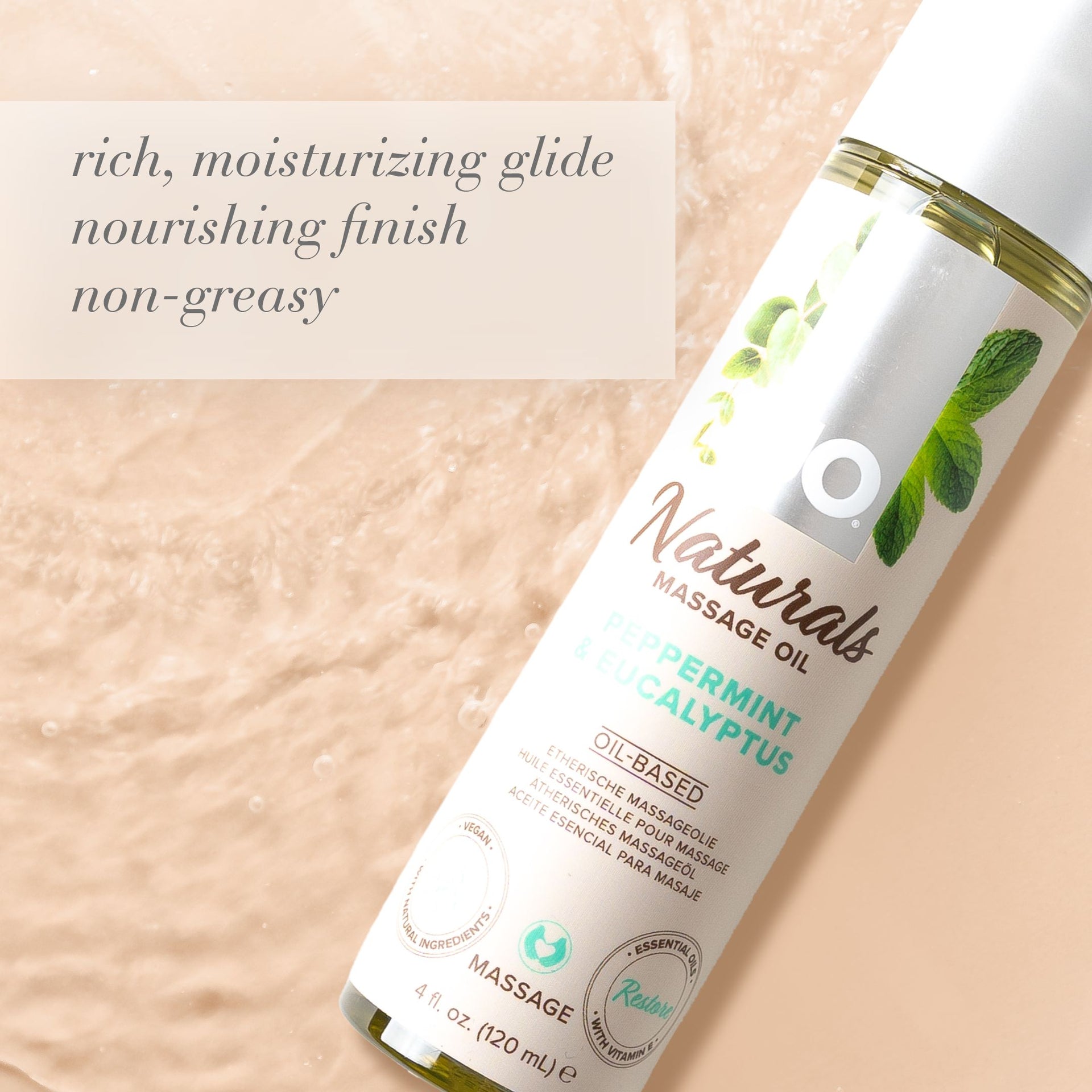 JO Naturals Aceite de masaje de menta y eucalipto 120 ml Imagen secundaria del producto