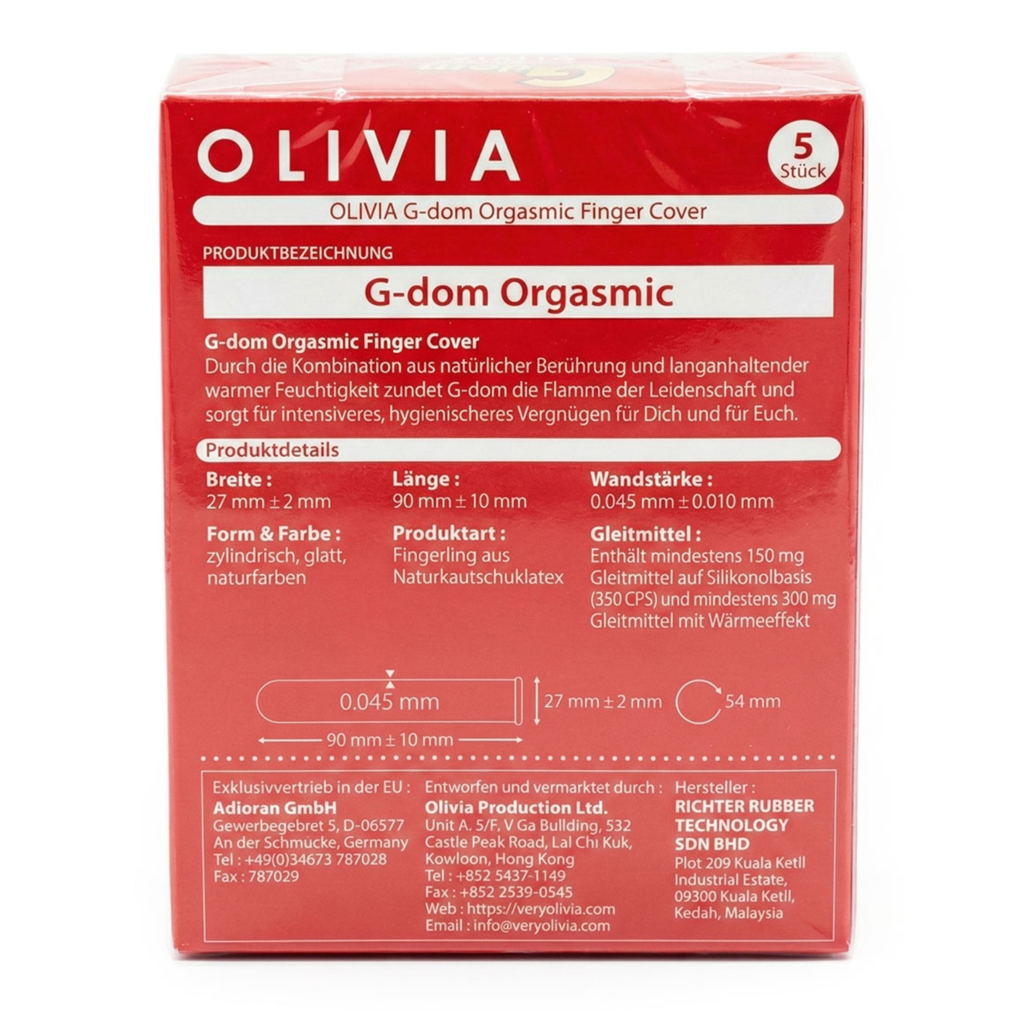 Olivia G-Dom Orgasmic Finger Cover 5 Pack Imagen secundaria del producto