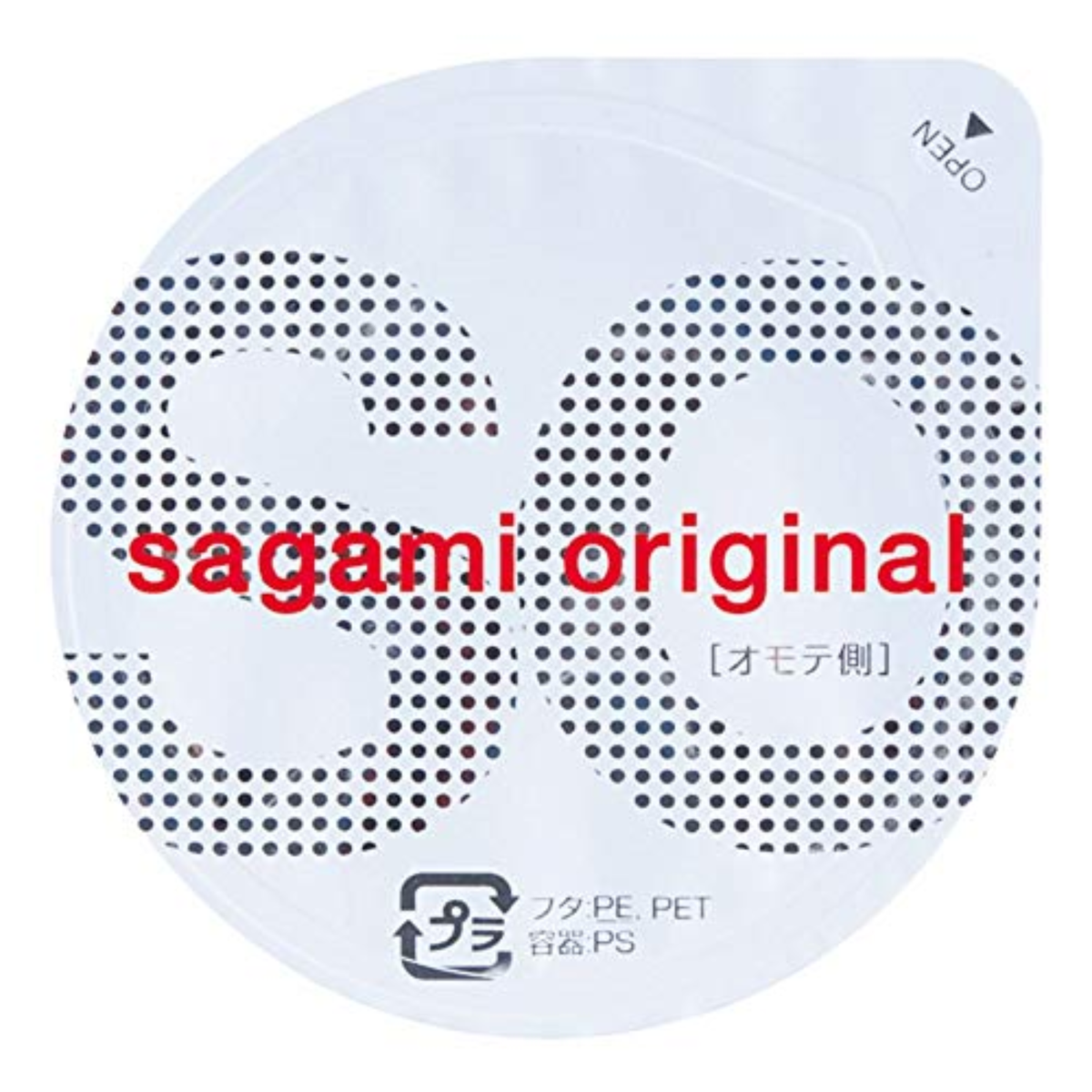 An image of Sagami Original 002 individual condom in the white background. Imagen principal del producto