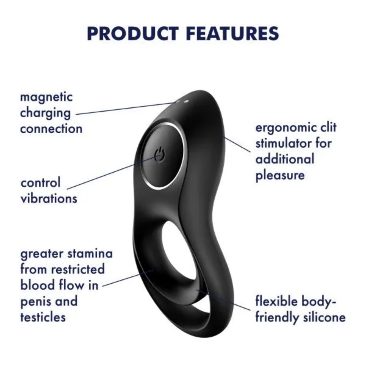 Satisfyer Legendary Duo C-Ring Black | WorldCondoms