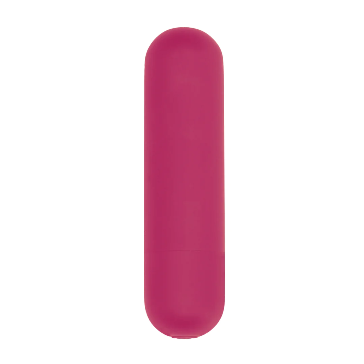 Top-down view of the back of the pink rechargeable bullet vibrator.