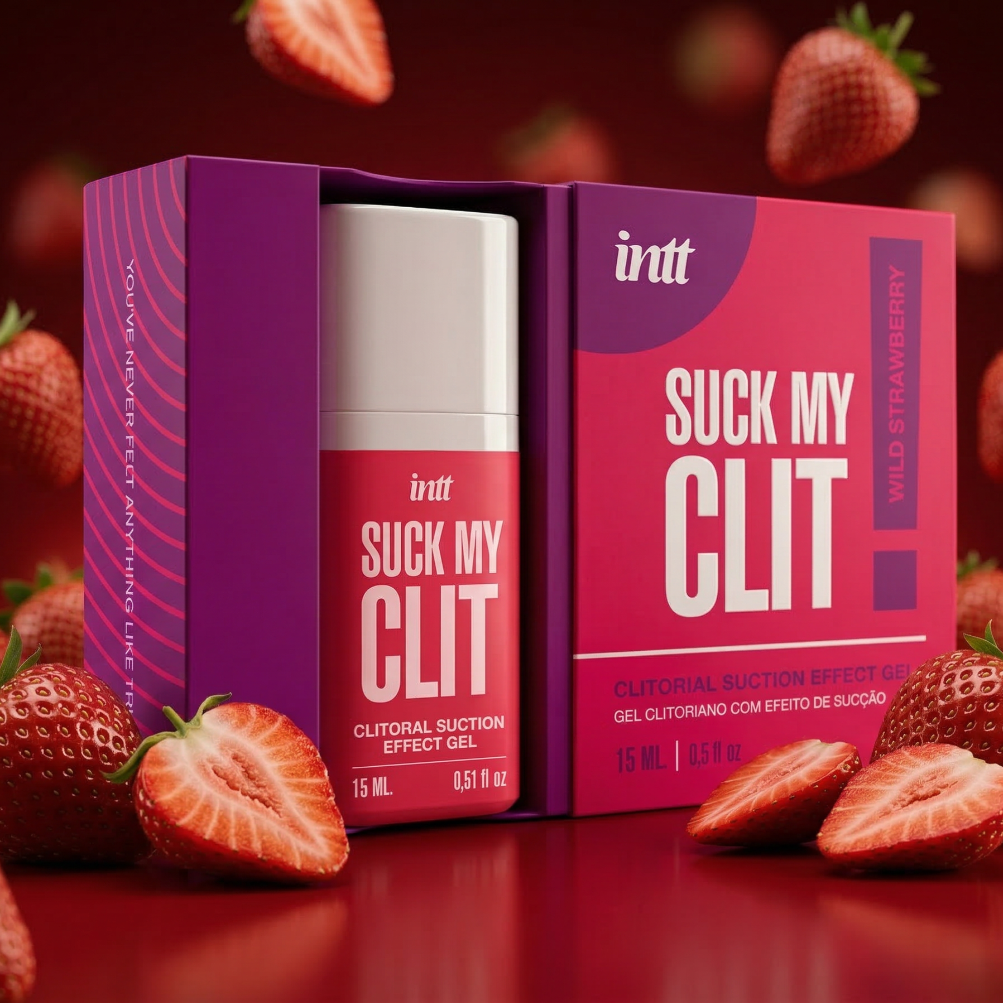 intt Suck My Clit Wild Strawberry Suction Effect Gel 0.5 fl oz Imagen secundaria del producto