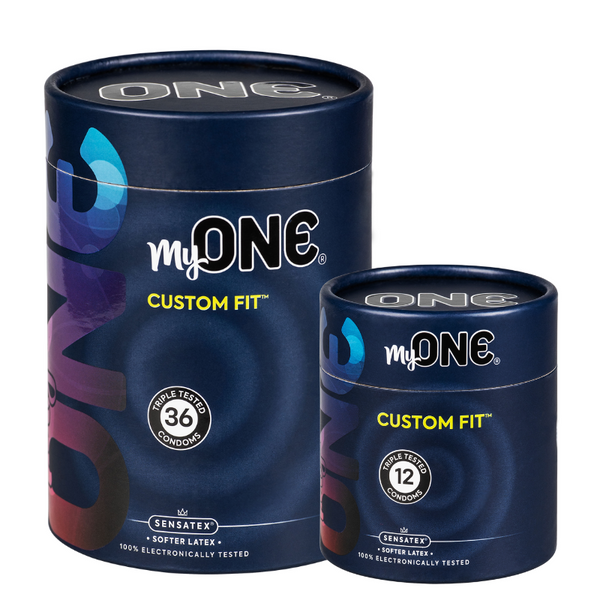 myOne custom fit condoms made from softer latex. Regular size condoms