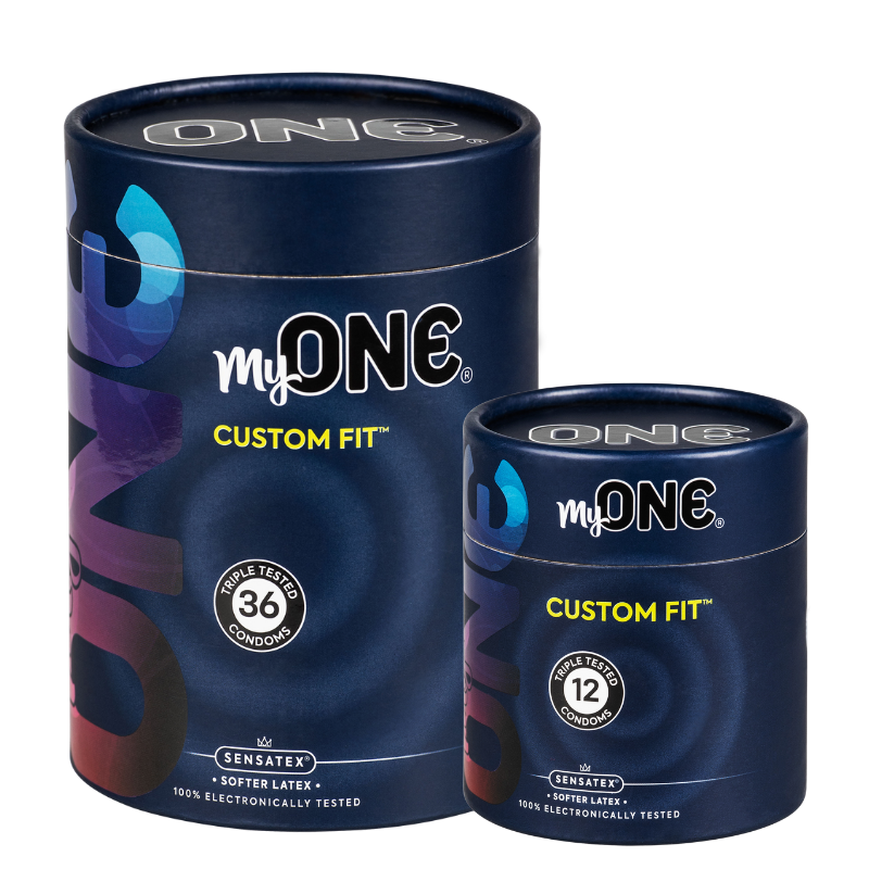 myOne Custom Fit softer latex condoms. Large size condoms