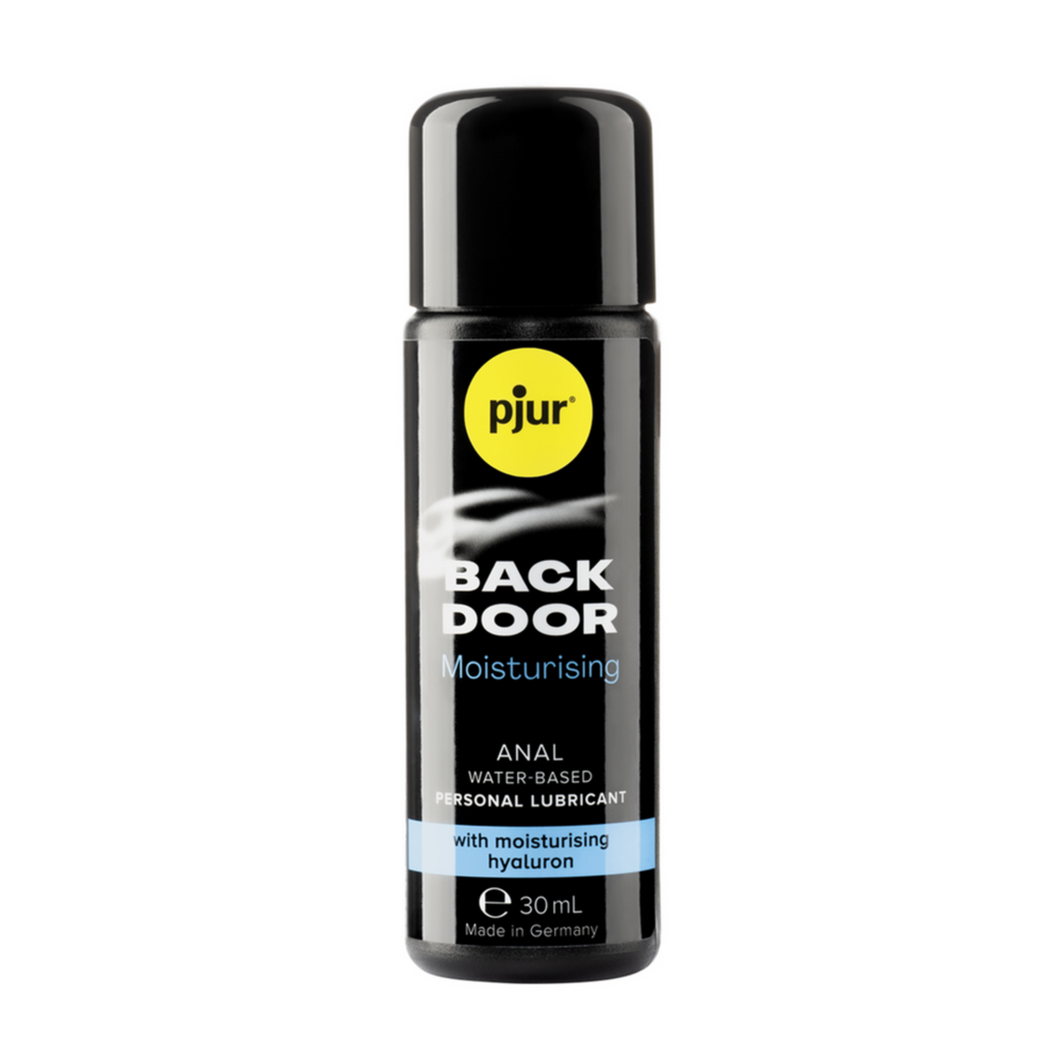 Black 30 ml bottle of plur back door moisturizing product on a white background Imagen principal del producto