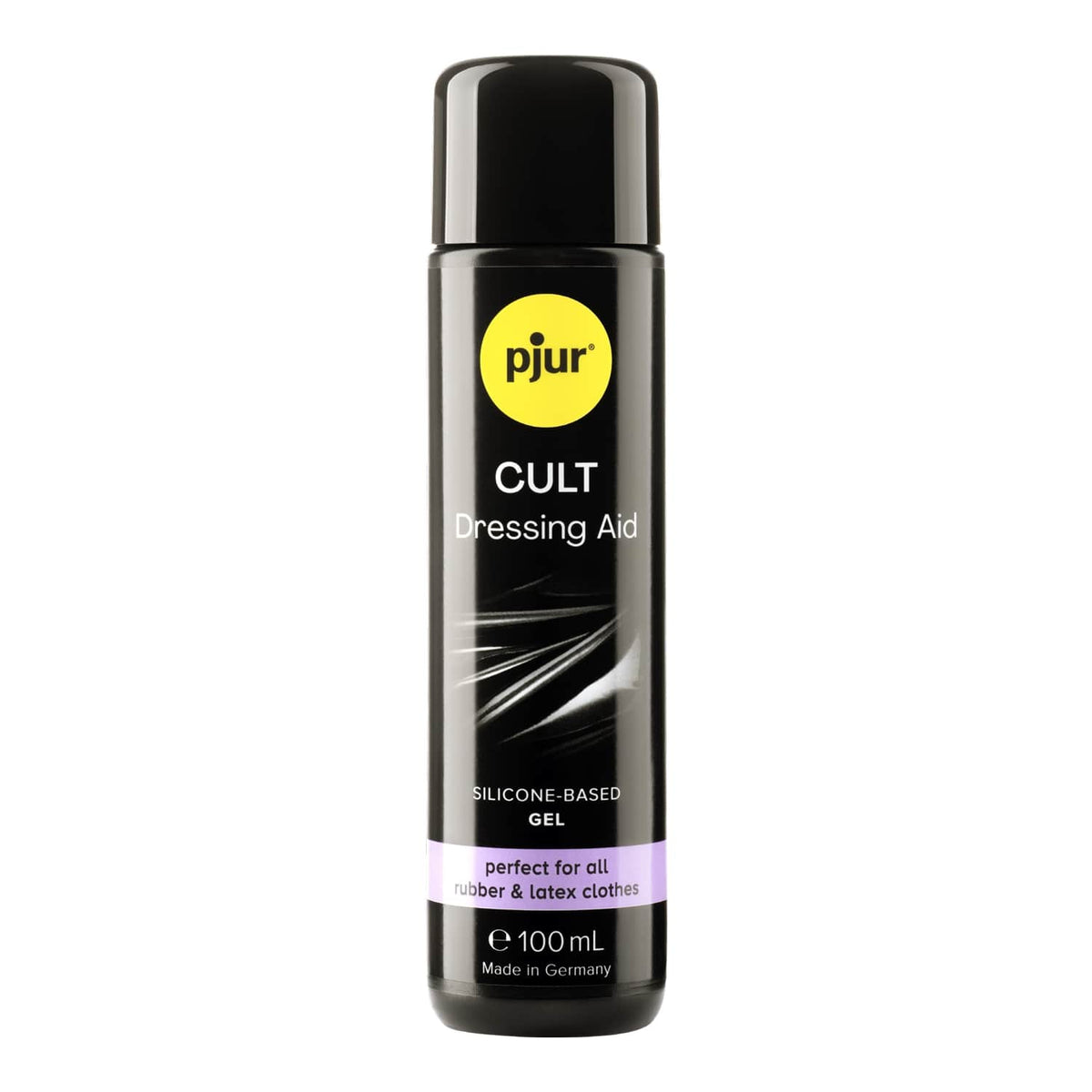 A black bottle of Pjur Cult Dressing Aid is shown on a white background. Imagen principal del producto