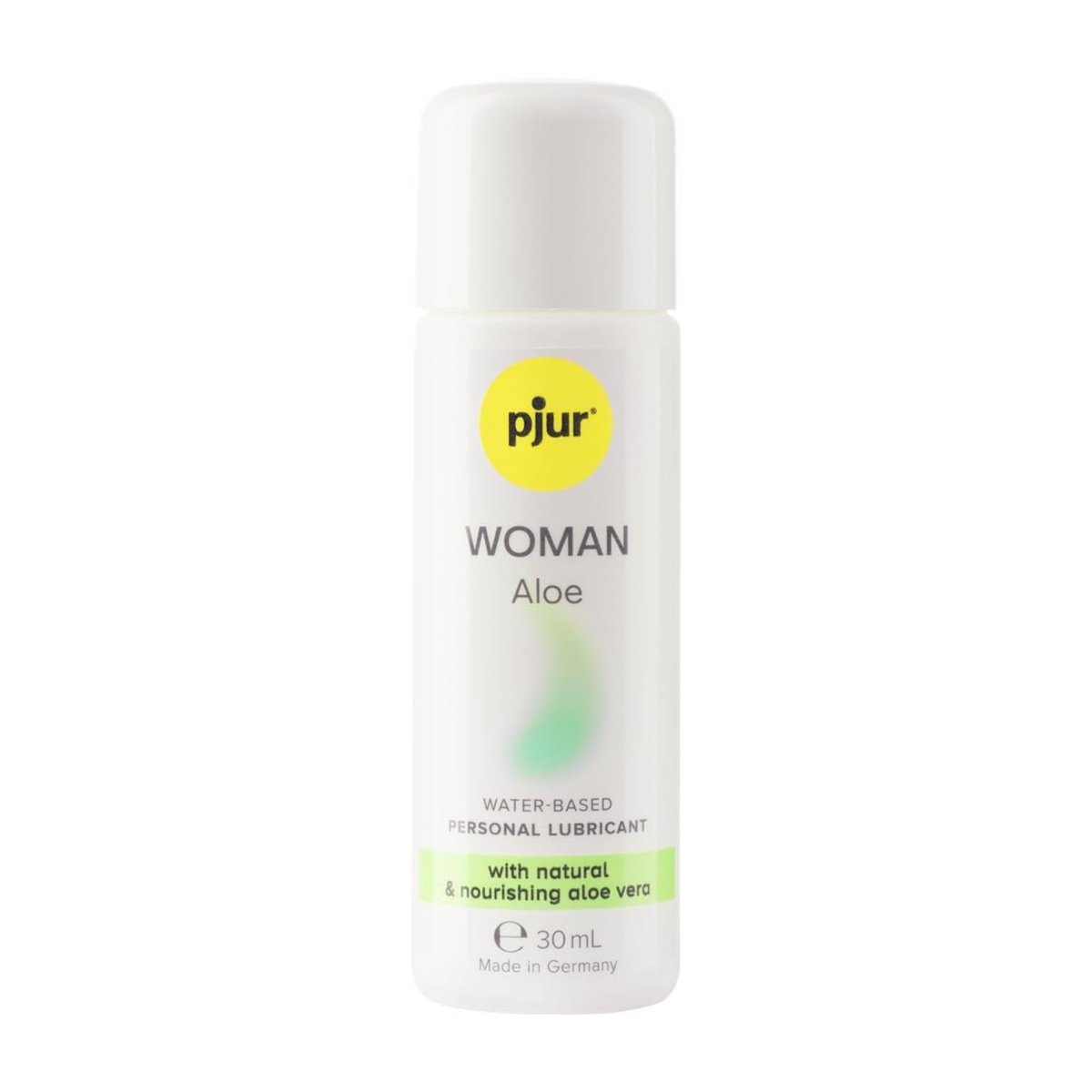 A white bottle of Pjur Woman Aloe lubricant is shown on a white background. Imagen principal del producto