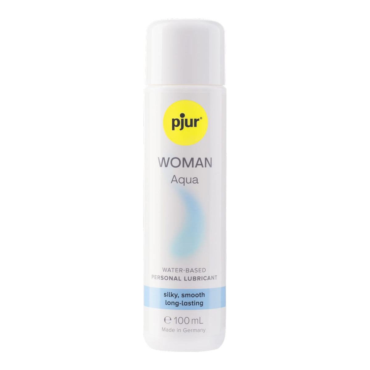 A white bottle of Pjur Woman Aqua lubricant is shown on a white background. Imagen principal del producto