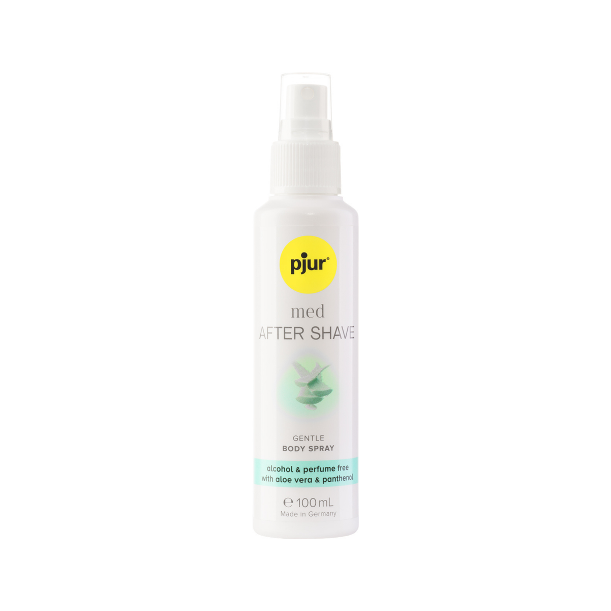 A white bottle of pjur MED After Shave spray on a white background. Imagen principal del producto