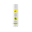 A white bottle of pjur med VEGAN water-based personal lubricant with a yellow logo and light green accents on a white background.