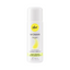 A white bottle of Pjur Woman Vegan water-based personal lubricant is centered against a white background. 