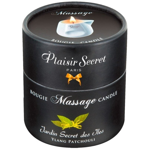 Plaisir Secret YLANG Bougie Massage Candle 80ml in white background.