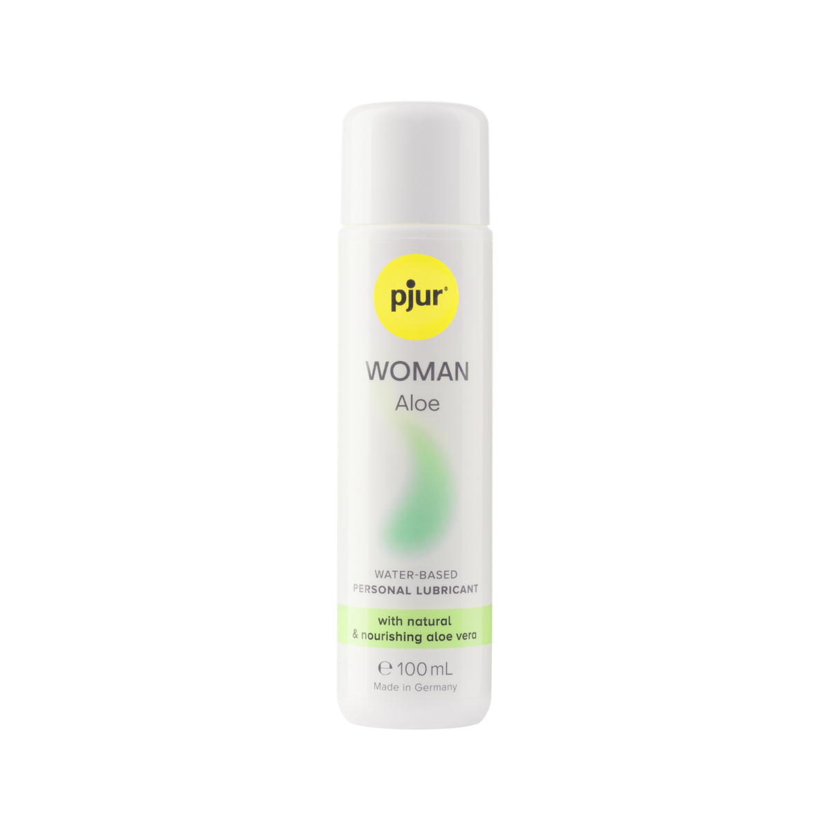 A white bottle of Pjur Woman Aloe lubricant is shown on a white background. Imagen principal del producto