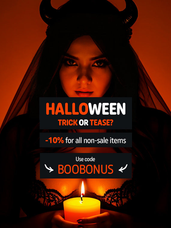 The halloween banner, announcing a 10% discount off all store items with code 