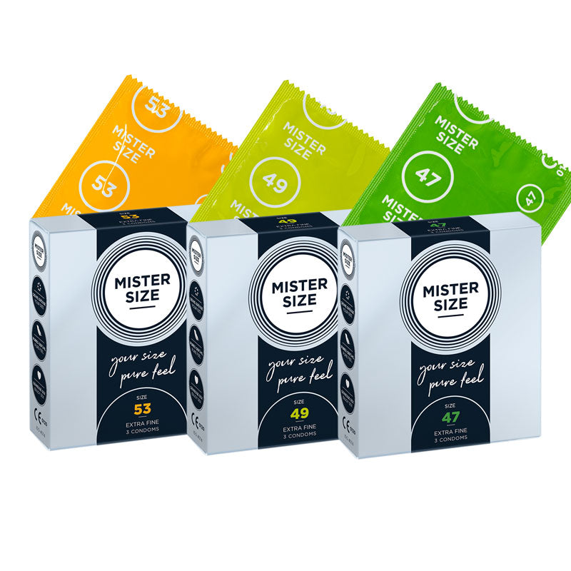 Mister Size Condones ajustados Muestra 3 x Paquete de 3 Imagen principal del producto