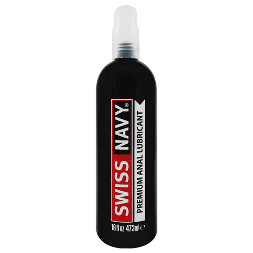 Swiss Navy 18 fl. oz premium anal lubricant bottle on a white background