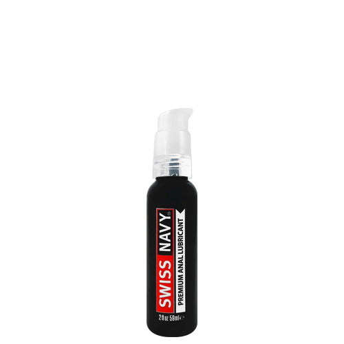 Swiss Navy 2 fl. oz premium anal lubricant bottle on a white background