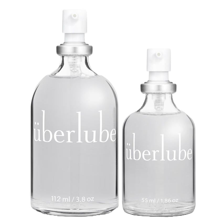 uberlube luxury silicone lubricant 112ml and 55ml glass bottles Imagen principal del producto